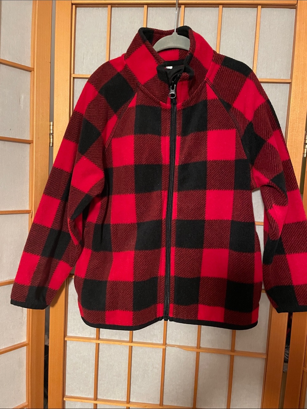 Wonder Nation Kids Size XS (4-5) Red & Black Buffalo Plaid Zip-Up Fleece Jacket